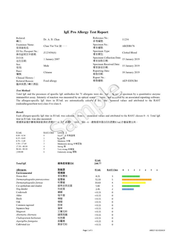 IgE Pro Allergy Test