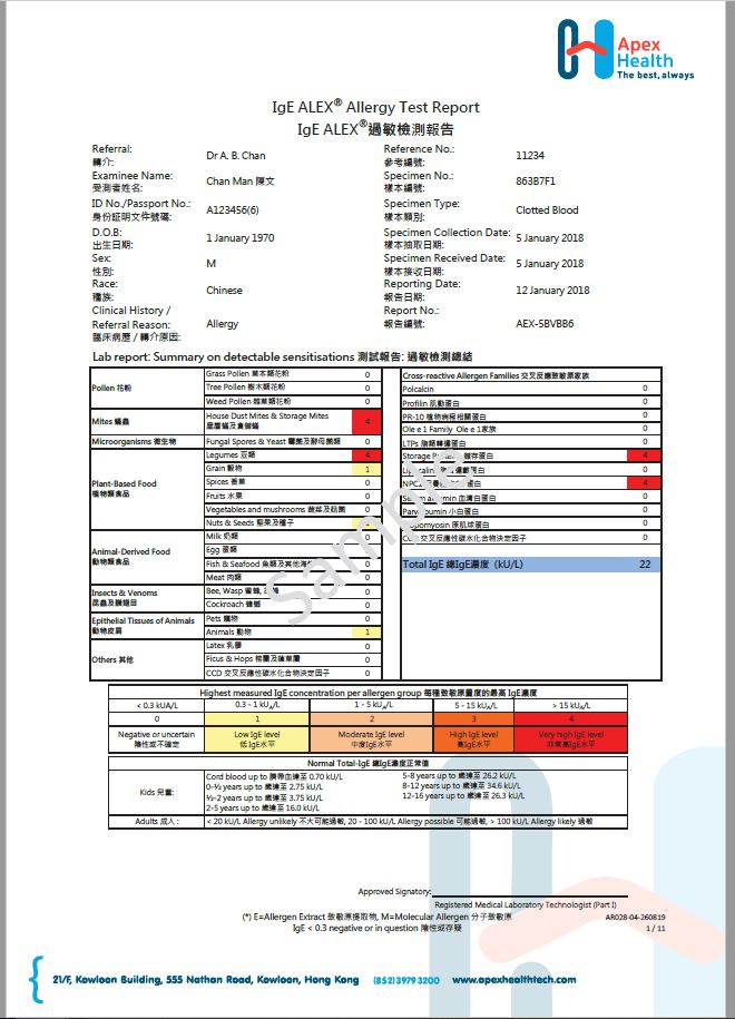 IgE ALEX2® Allergy Test Allergy Explorer ApexHealth